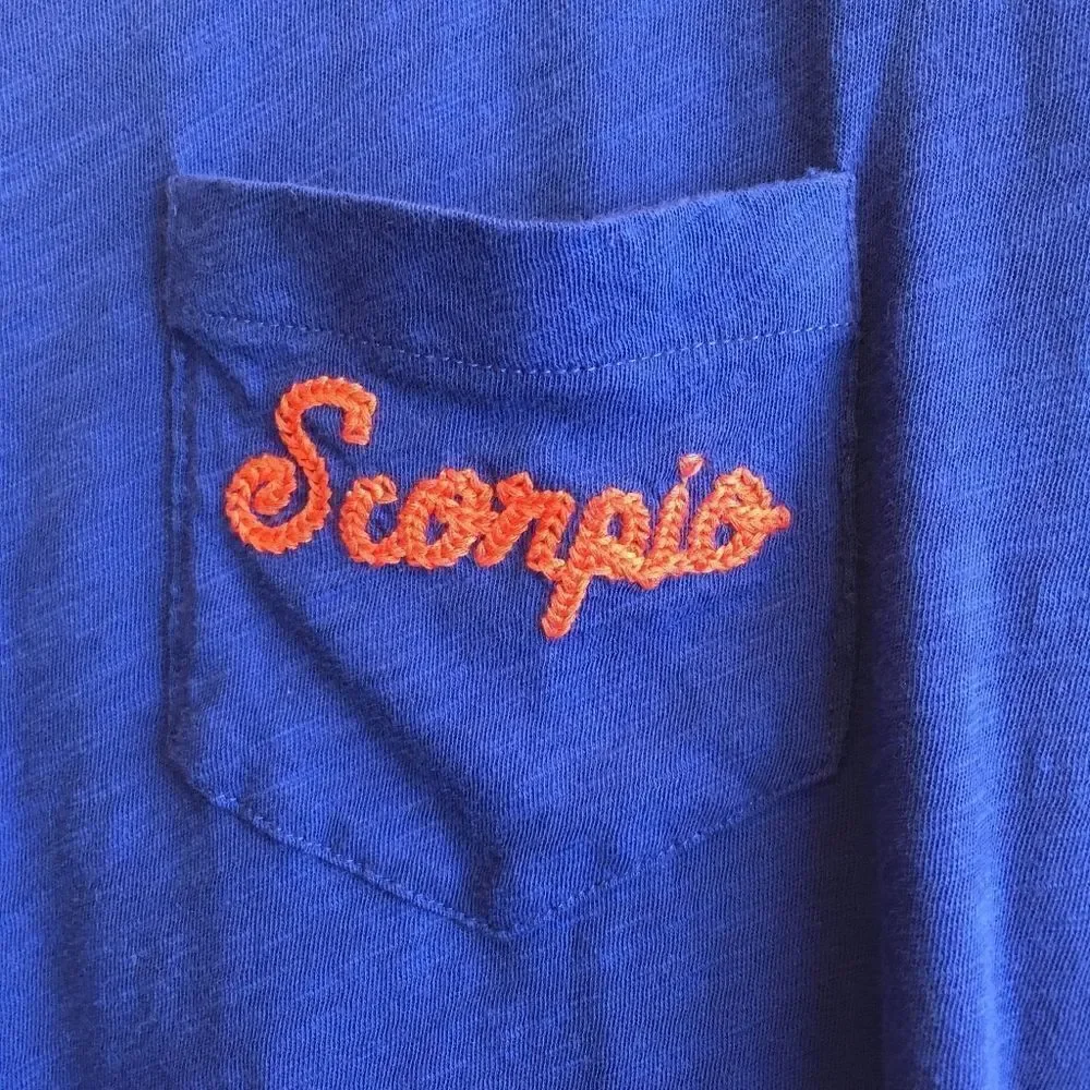 ‎J CREW SCORPIO EMBROIDERED T-SHIRT IN BLUE